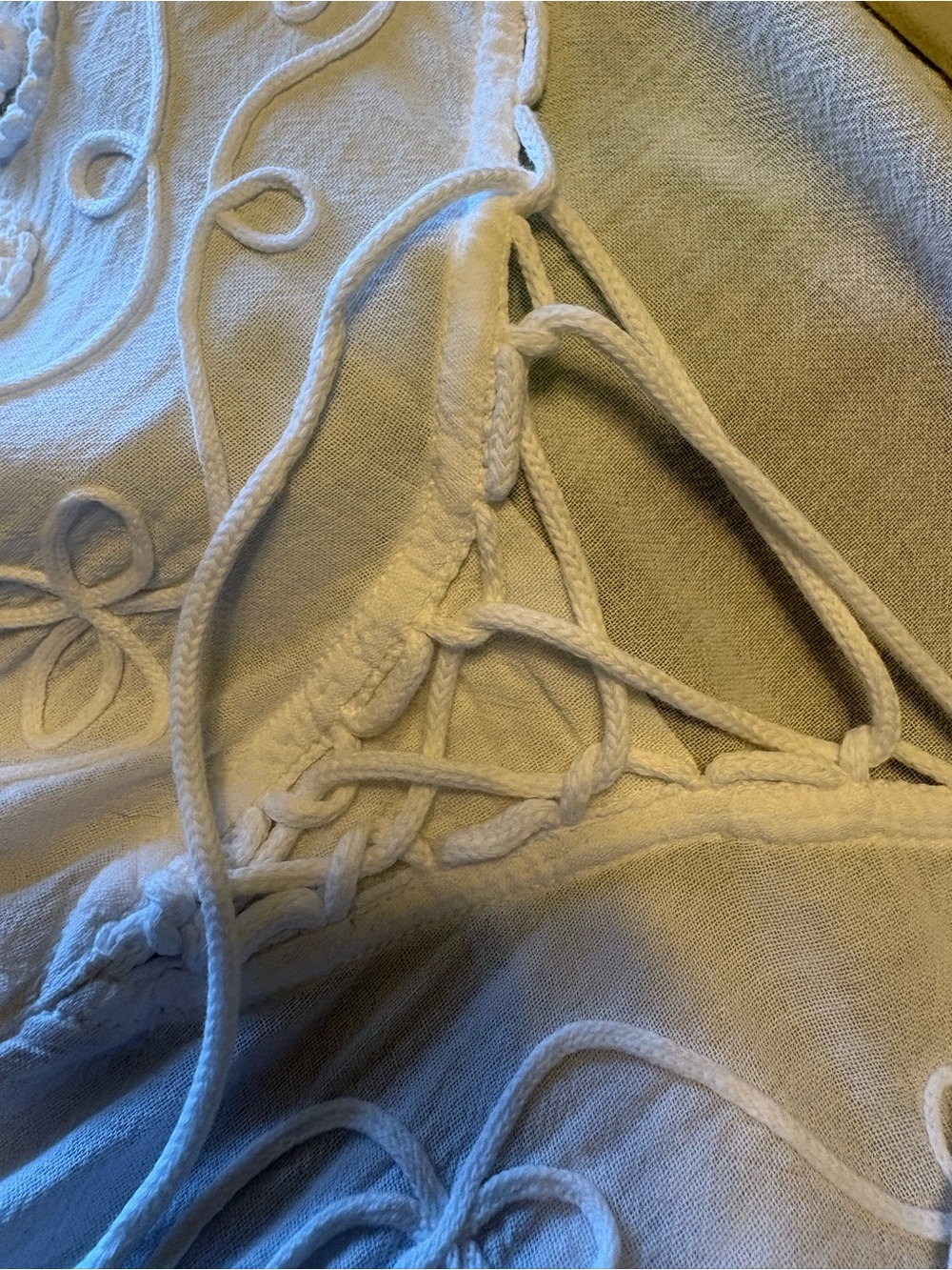 Soft Surroundings White Cotton Peasant Blouse Sz L - Picture 9 of 13